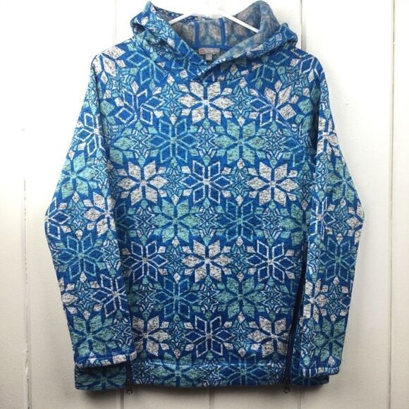 Talbots Tops - Talbots Snowflake Pullover Blue Snowflake Fleece Hoodie, Size Small